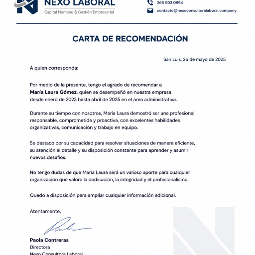 Carta de Presentación Laboral