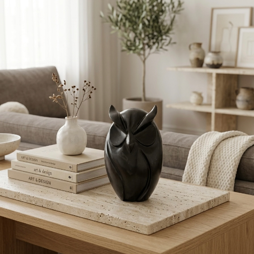 Noctua: Búho Tallado a Mano para una Decoración Sofisticada y Significativa - imagen 4