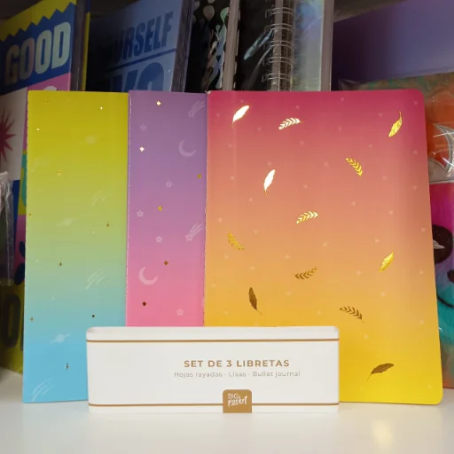 Set de Libretas x 3 unidades hojas lisas, rayadas y bullet journal PPR