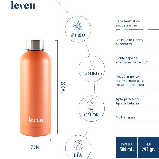 Botella Leven Original Chromatic 500 ml PAPAYA - imagen 3
