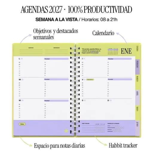 PREVENTA Agenda 2027 Semanal Productividad Medianoche - imagen 3