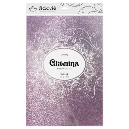 Papel Gliterina A4 230 grs en varios colores