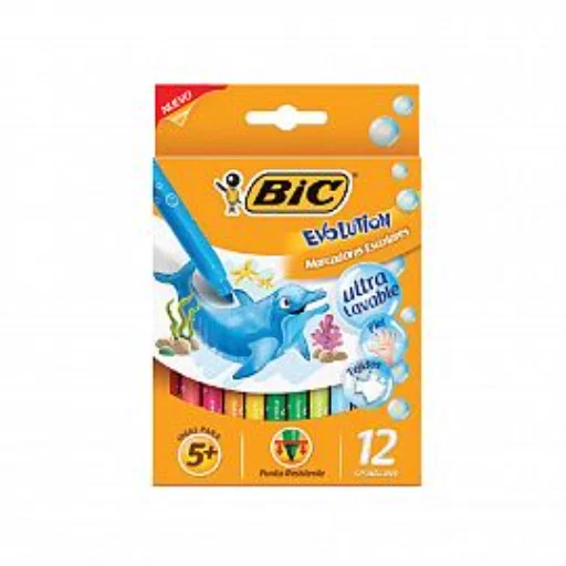 Marcadores Fibras Bic Evolution Plumones X 12 Colores