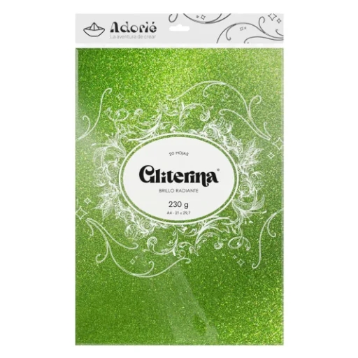 Papel Gliterina A4 230 grs en varios colores