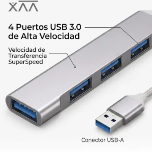 HUB DE PUERTOS 4 BOCAS C/CABLE tipo C o tipo USB