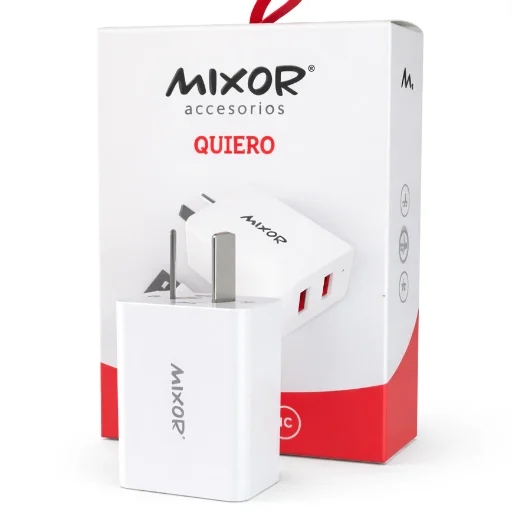 Cargador 220V MIXOR - 51A - 2 USB + Cable Tipo C - QUIERO