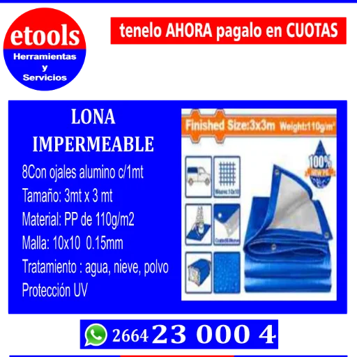 lona Impermeable 3x3mt