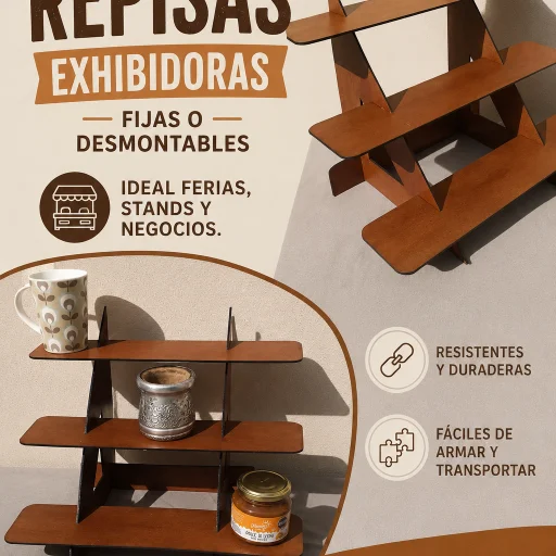 Repisas exhibidores madera