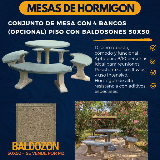 Mesa de jardín premoldeado | echo para toda la vida