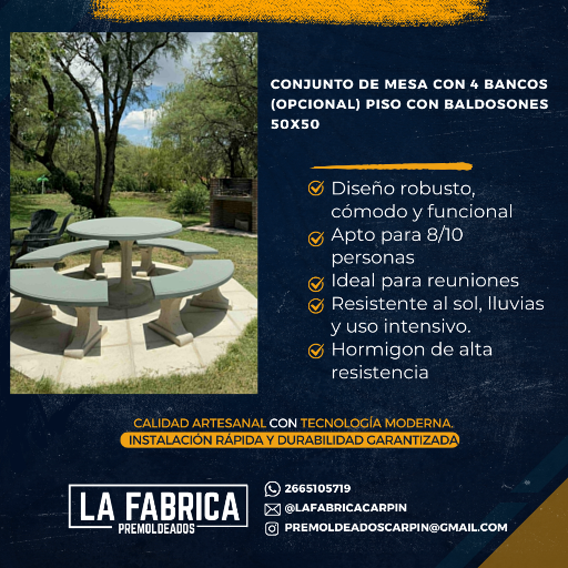 Mesa de jardín premoldeado | echo para toda la vida