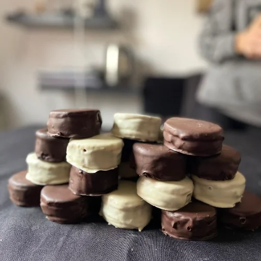ALFAJOR ARTESANAL 100 Gr DE DULEC DE LECHE. PISTACHO. BON O BON. MOUSE DE CHOCOLATE TODOS EN COBERTURA BLANCA Y NEGRA