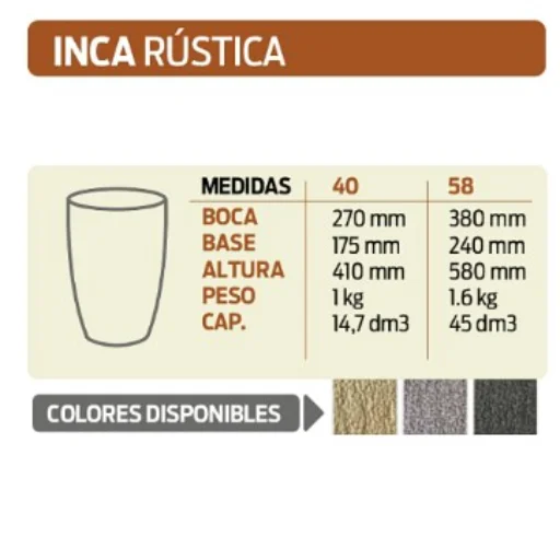 Maceta rotomoldeada Inca N°40