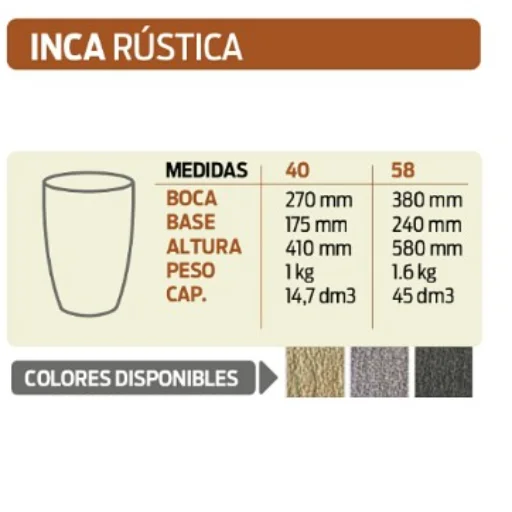 Macetas rotomoldeada Inca N°58