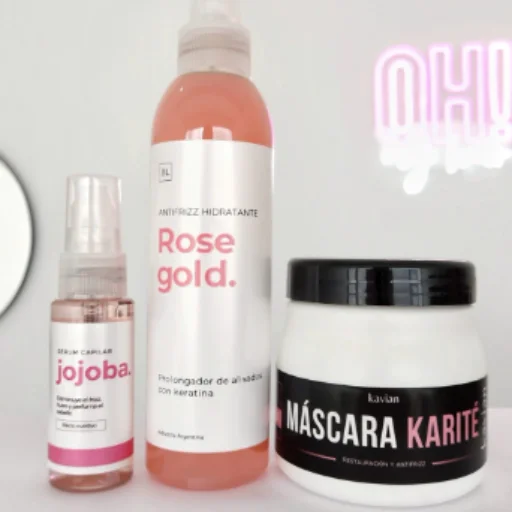 COMBO ANTIFRIZZ - Rose Gold, Máscara Karité, Serum Jojoba NUEVO
