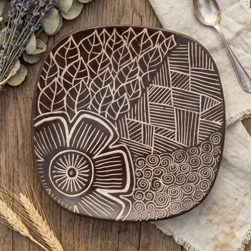 Plato zentangle esgrafiado - imagen 3
