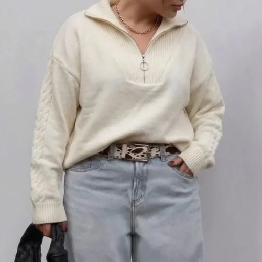 SWEATER CIERRE MANGAS TRENZADAS