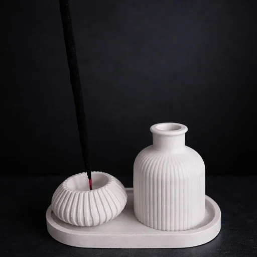 SET 4: (Plato Oval +  Florero + Porta Vela/Sahumerio)