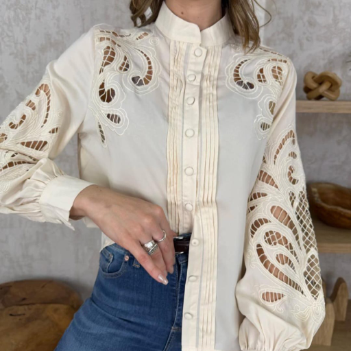 Camisa con Transparencias en Las Mangas T:M