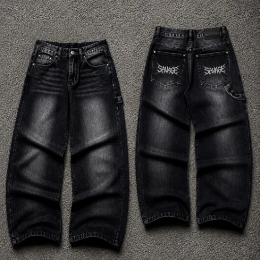 jeans baggy bordado "SAVAGE"