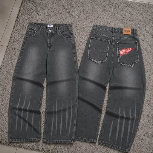 jeans baggy bordado "RED FLAG"