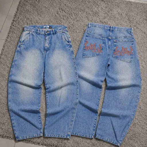 jeans baggy bordado "LLAMAS"
