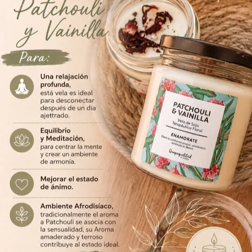 Vela Aromaterapeutica Patchouli y Vainilla