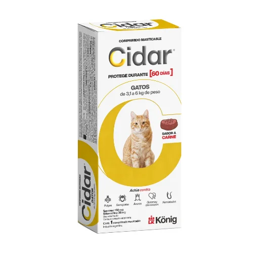 Cidar comprimido masticable gatos de 3,1 a 6 kg