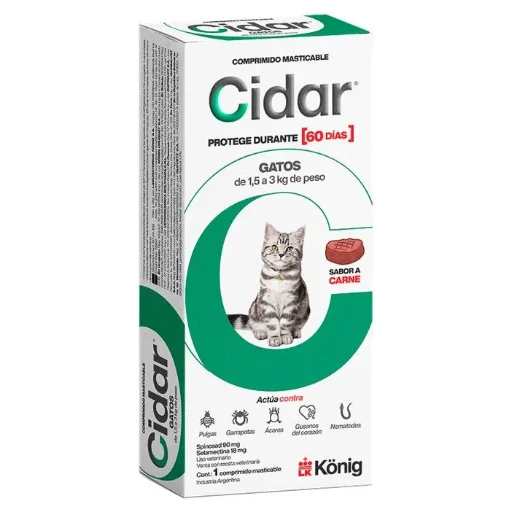 Cidar comprimido masticable gatos de 1,5 a 3 kg