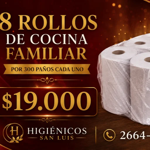 Bolsón de 8  rollos de cocina x 300 paños