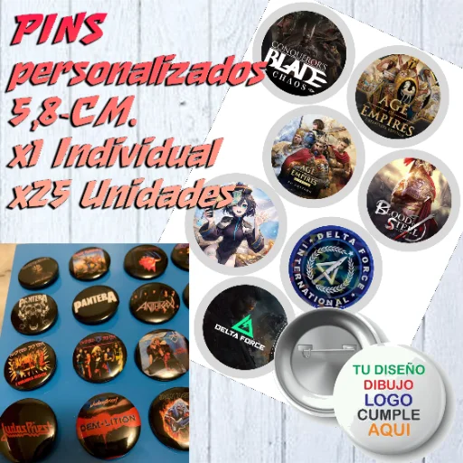 Pins Personalizados de 5,8cm.