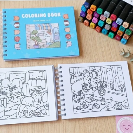 Pack 2 cuadernos para colorear + 24 marcadores - Bobbie Goods
