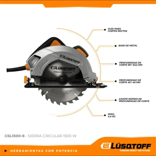 Sierra Circular Eléctrica Lusqtoff CSL1500-8 | 1500W