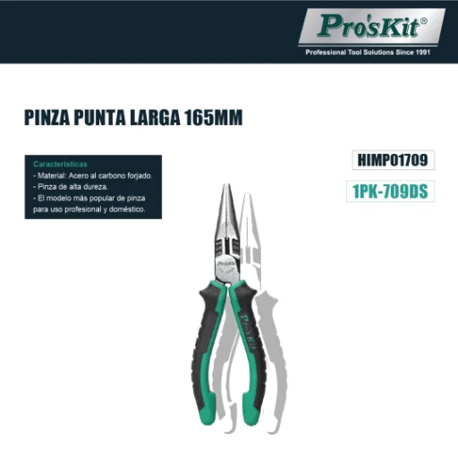 Pinza de Punta Larga 6" Pro'sKit 1PK-709DS (Con Filo de Corte) - imagen 2