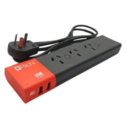 Zapatilla Richi | 3 Tomas + 2 Puertos USB
