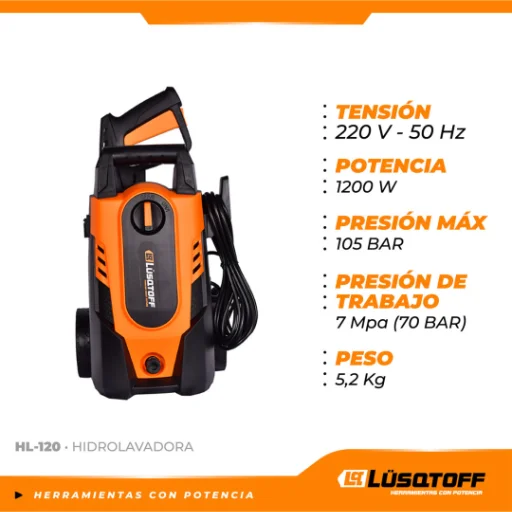 Hidrolavadora Eléctrica Lüsqtoff HL-120 | 1200W - 100 Bar