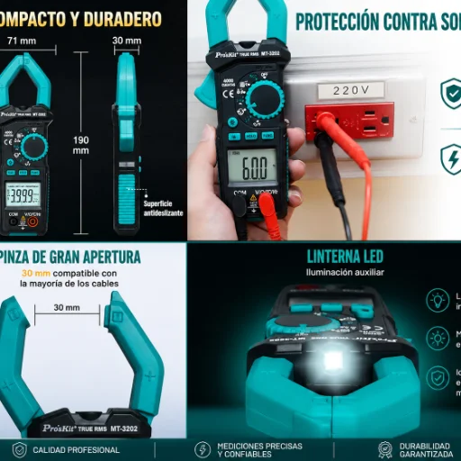 Pinza Amperométrica Digital True RMS Pro'sKit MT-3202 (Con Capacímetro)