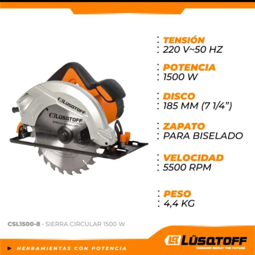 Sierra Circular Eléctrica Lusqtoff CSL1500-8 | 1500W