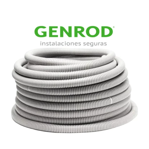 Caño Corrugado 22mm x 25 mts (7/8") Genrod Semipesado PVC Ignífugo