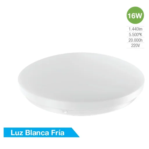 Plafón LED Redondo De Aplicar 16W Plástico