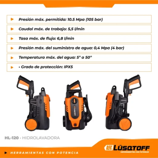 Hidrolavadora Eléctrica Lüsqtoff HL-120 | 1200W - 100 Bar