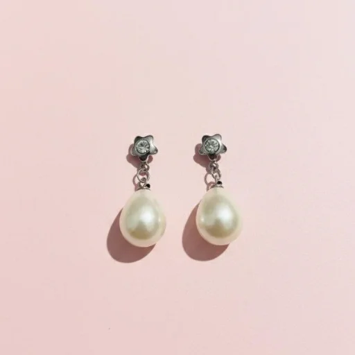 Aros perla colgante