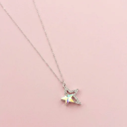 Collar acero blanco estrella