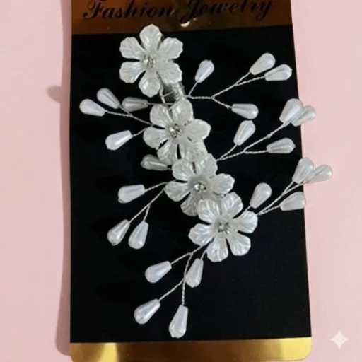 Peineta flores con perlas