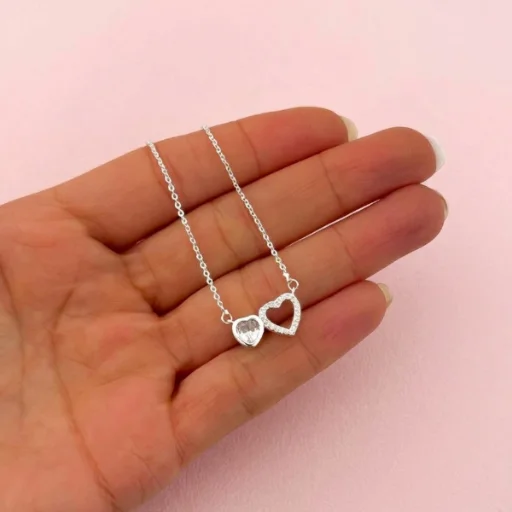 Collar acero blanco corazon