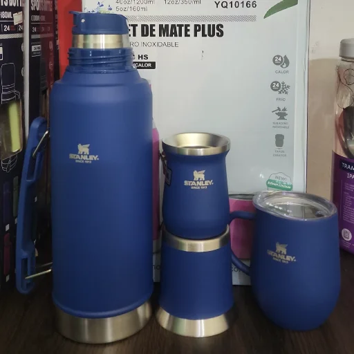 Termo 1.2 litros mate bombilla y vaso cafetero - imagen 4