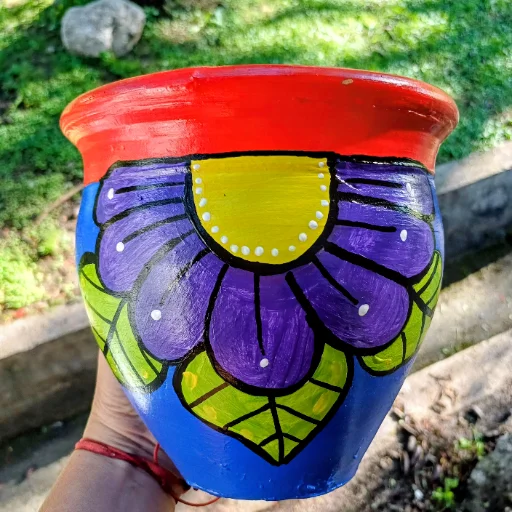 Maceta pintadas a mano, impermeabilizada y barnizada. - imagen 14