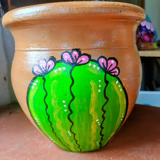 Maceta pintadas a mano, impermeabilizada y barnizada. - imagen 6
