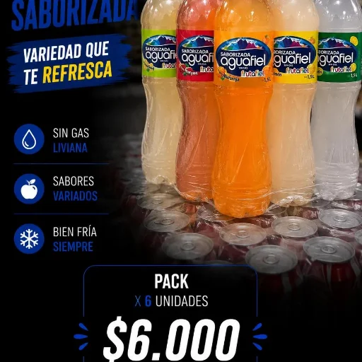 pack agua saborizada de 1.5 lts x 6 unid.
