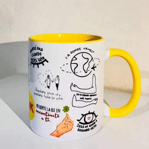 Taza de Cerámica con Interior y Manija de Color Personalizada