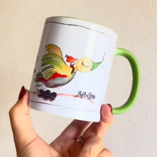 Taza de Cerámica con Interior y Manija de Color Personalizada